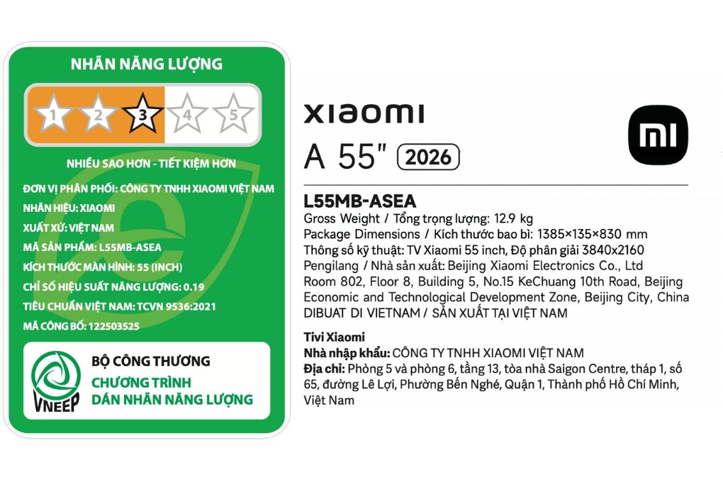 Google Tivi Xiaomi A 4K 55 inch L55MB-ASEA
